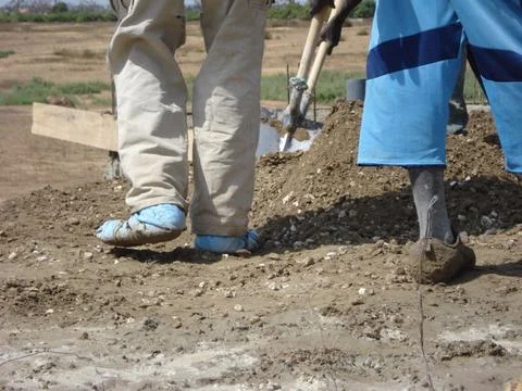 Workers concreting slab Stock Photos