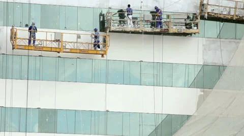 Workers constructing a building Stock Footage 27148295