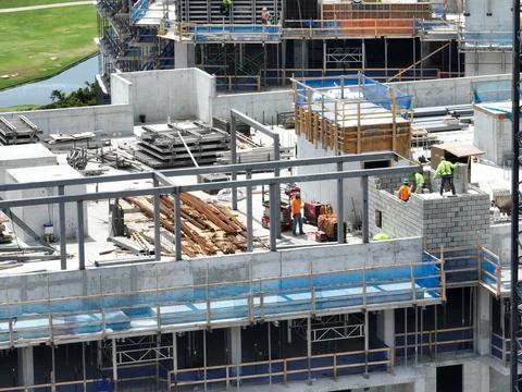 Workers in a construction project in florida Stock Photos