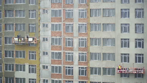 Workers on Construction Site. Building Under Construction Stock Footage 105538184