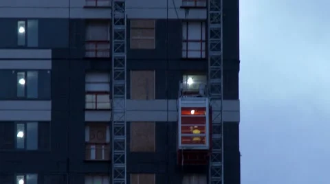 Workers of a construction site in an elevator. Stock Footage 48709690