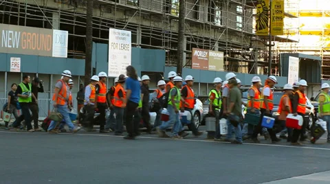 Workers on construction site Stock Footage 32662399