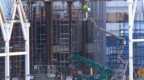 Workers on a construction site Stock Footage 52193508