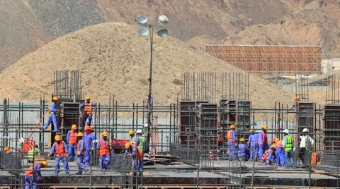 Workers at a construction site Stock Footage 57942873