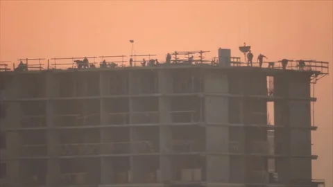 Workers on construction site Stock Footage 73897052