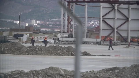 Workers At Construction Site Stock Footage 73969206