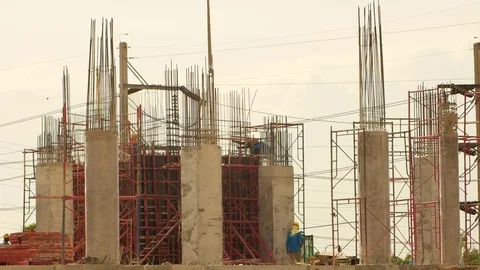 Workers at construction site Stock Footage 79504211