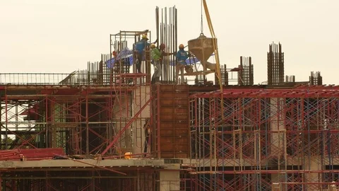 Workers at construction site Stock Footage 79504623