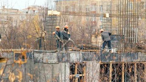 Workers at the Construction site Stock Footage 97645092