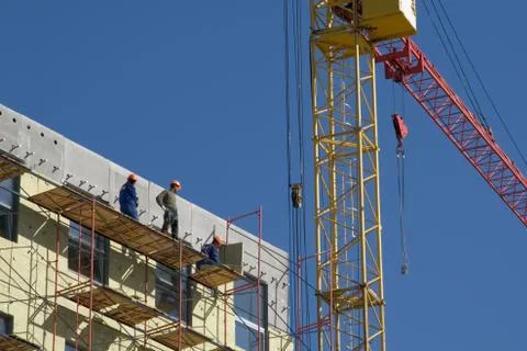 Workers at the construction site Stock Photos