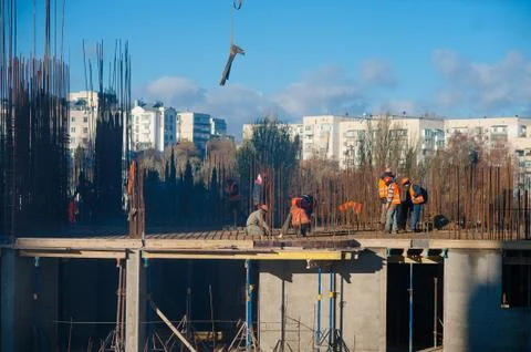 Workers on a construction site Stock Photos