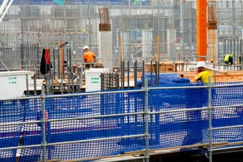 Workers on construction Site Stockfoto's