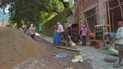 Workers at the construction site in Rishikesh. Stock Footage 150192500