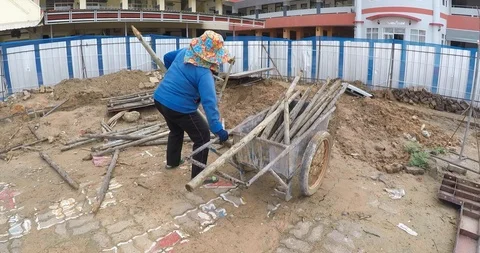 Workers on construction site in Thailand Stock Footage 94095190