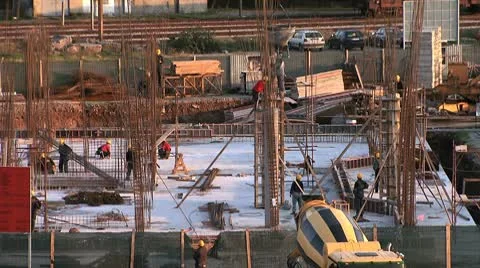 Workers on the construction site time lapse Stock Footage