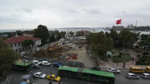 Workers at a construction site in Turkey. Stockbeeldmateriaal 153913860