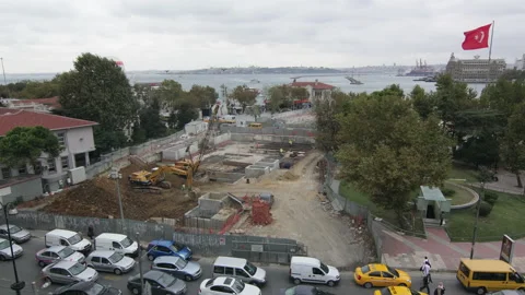 Workers at a construction site in Turkey. Stock Footage 153915395