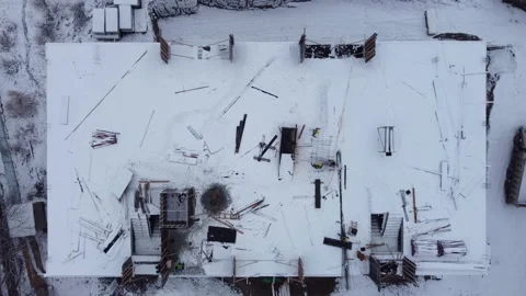 Workers on the construction in winter Stock Footage 231032405