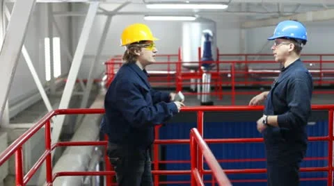 Workers control devices in a Heating Plant Stock Footage 24651893