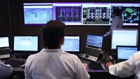 Workers in control room Stock Footage 77049715