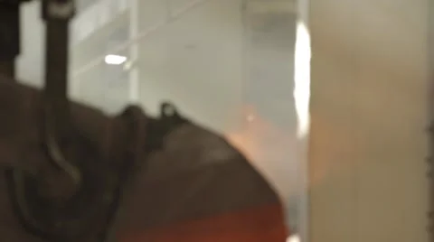 Workers Controlling Iron Smelting Stock Footage 63402669