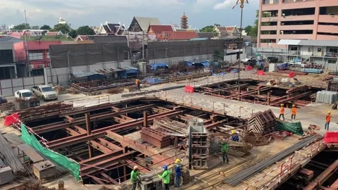 Workers on a contruction in Bangkok. Stock Footage 207659034