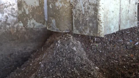 Workers on the conveyor of the waste processing plant Video stock 243888768
