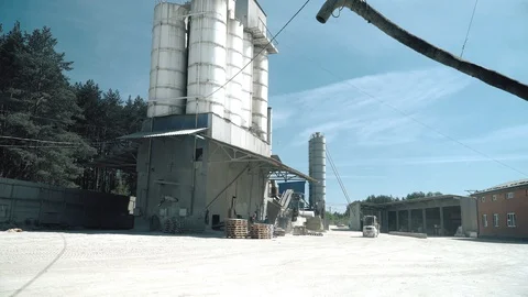 Workers create concrete pillars to current electricity Stock Footage 127684431