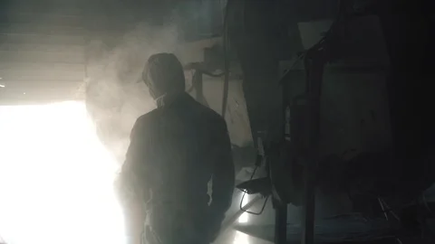 Workers create concrete pillars to current electricity Stock Footage 127684487