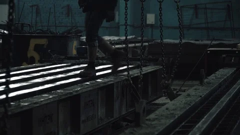 Workers create concrete pillars to current electricity Stock Footage 127685145