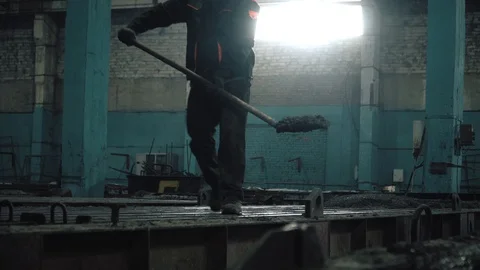 Workers create concrete pillars to current electricity Stock Footage 127689683