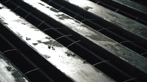 Workers create concrete pillars to current electricity Stock Footage 127689847