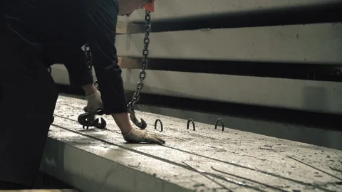 Workers create concrete pillars to current electricity Stock Footage 127690636