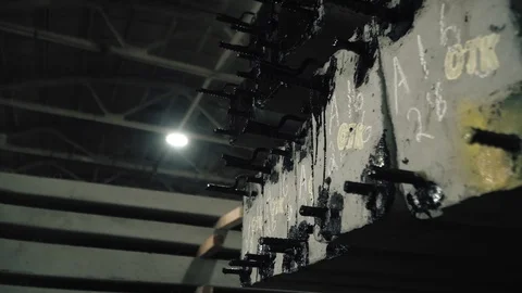 Workers create concrete pillars to current electricity Stock Footage 127690838