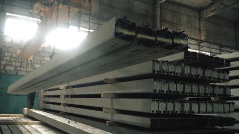 Workers create concrete pillars to current electricity Stock Footage 127690877