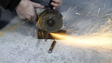 Workers cut, saw and a worker Stock Footage 121049792