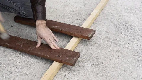 Workers cut, saw and a worker Stock Footage 121049829