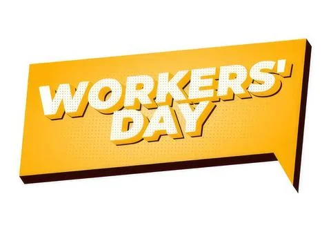 Workers day sign with bold yellow text on orange background Stock Illustration