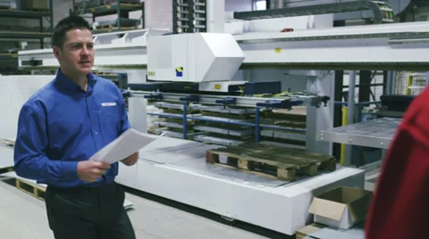 Workers in delivery warehouse factory Stock Footage 32934015