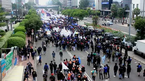 Workers Demonstration at Labor Day Video stock 10922943