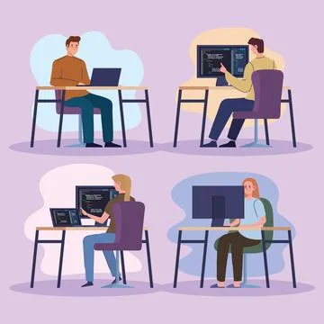 Workers of developers web Stockillustratie