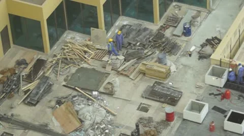 Workers in Dubai at Constructionsite Stock Footage 12436029