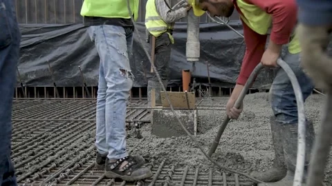 Workers during pouring Stock Footage 152421305