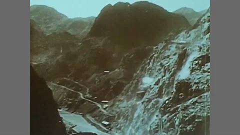 Workers dynamite and excavate and change the course of the Colorado River into Stock Footage 88706827