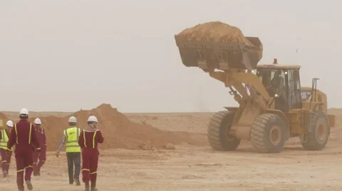 Workers With Excavating Equipment Stock Footage 62085906