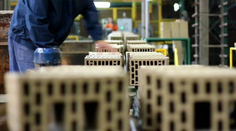 Workers at the factory making blocks and bricks Stock Footage 852407