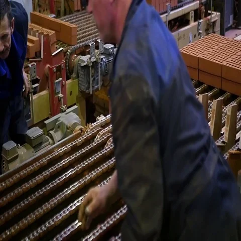 Workers at the factory making blocks and bricks Stock Footage 69598945