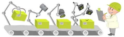 Workers at the factory operation Illustrazione stock