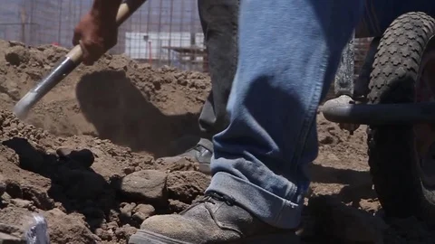 Worker's feet slow-motion Stock-Footage 77044824
