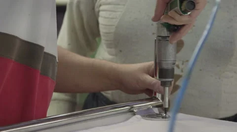 Workers fixing metal support on sofa Video stock 46934866